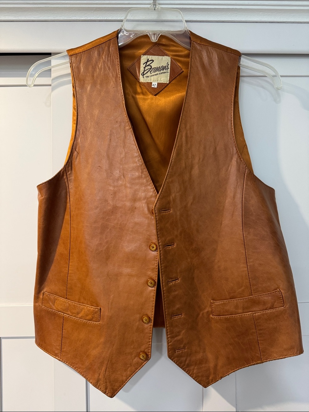 Vintage Genuine Leather Cognac Vest Bermans